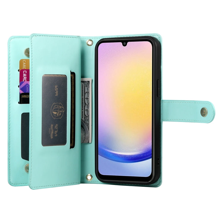 For Samsung Galaxy A25 Nine Card-slot Zipper Wallet Bag Leather Phone Case
