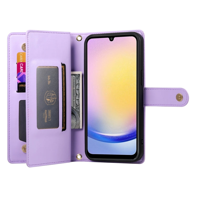 For Samsung Galaxy A25 Nine Card-slot Zipper Wallet Bag Leather Phone Case