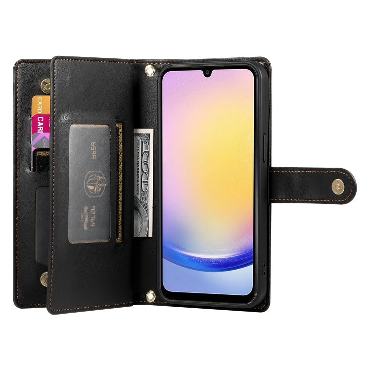 For Samsung Galaxy A25 Nine Card-slot Zipper Wallet Bag Leather Phone Case