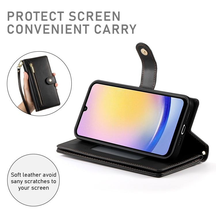 For Samsung Galaxy A25 Nine Card-slot Zipper Wallet Bag Leather Phone Case
