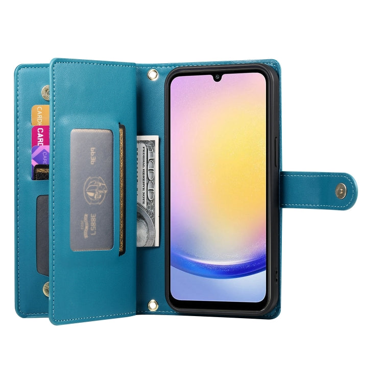 For Samsung Galaxy A25 Nine Card-slot Zipper Wallet Bag Leather Phone Case