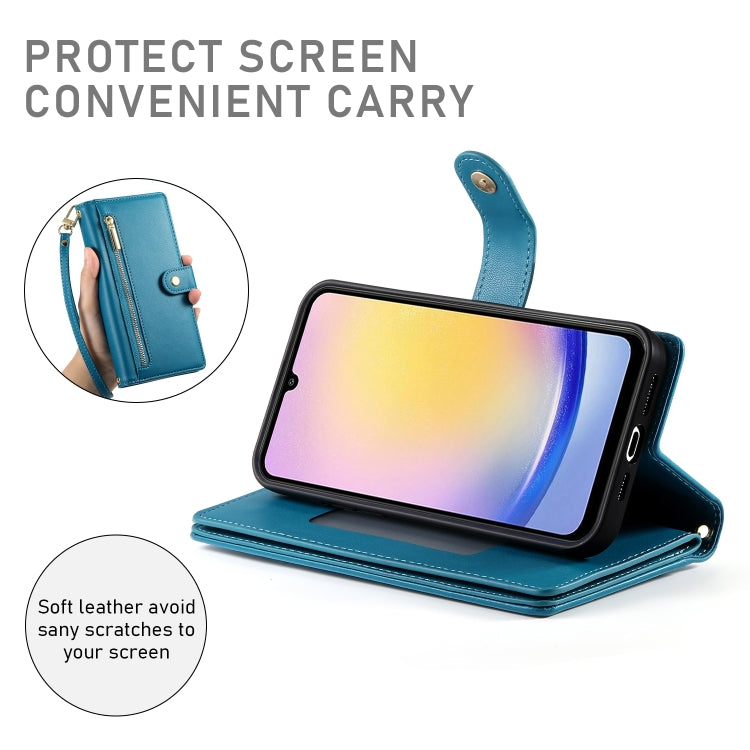 For Samsung Galaxy A25 Nine Card-slot Zipper Wallet Bag Leather Phone Case