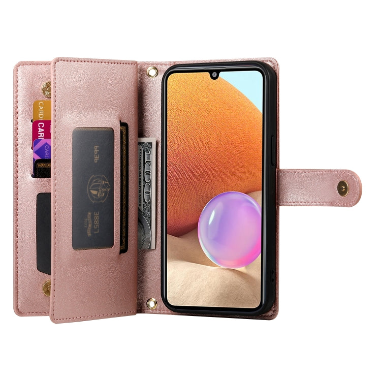 For Samsung Galaxy A32 4G Nine Card-slot Zipper Wallet Bag Leather Phone Case