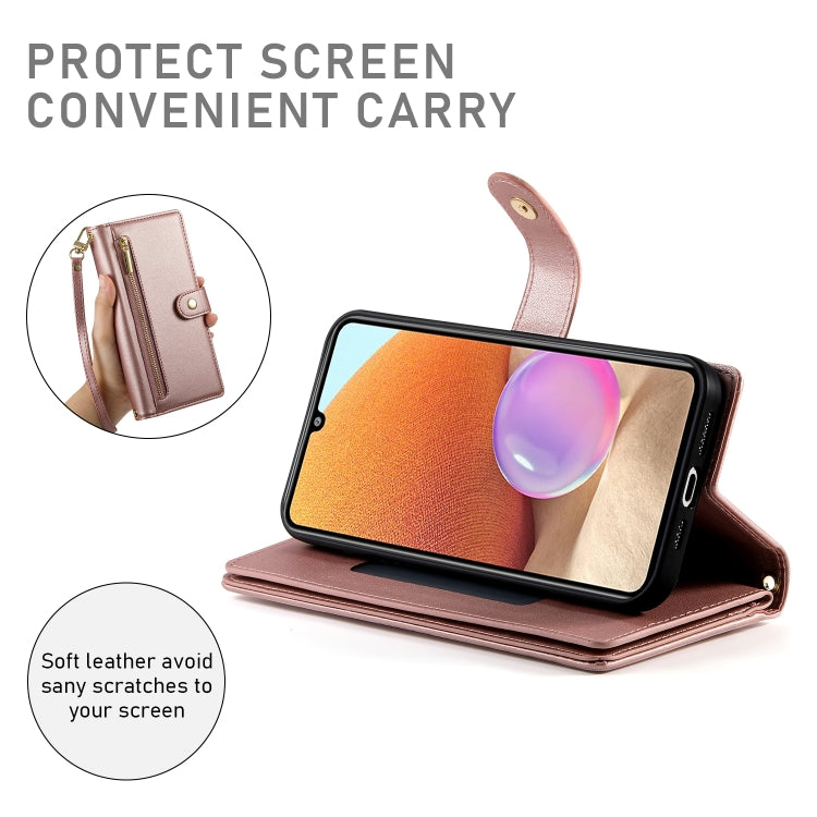 For Samsung Galaxy A32 4G Nine Card-slot Zipper Wallet Bag Leather Phone Case