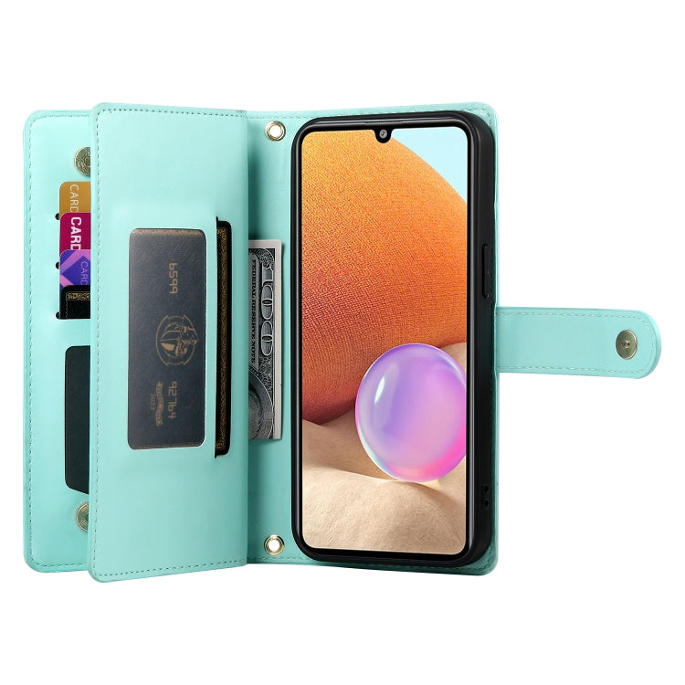 For Samsung Galaxy A32 4G Nine Card-slot Zipper Wallet Bag Leather Phone Case