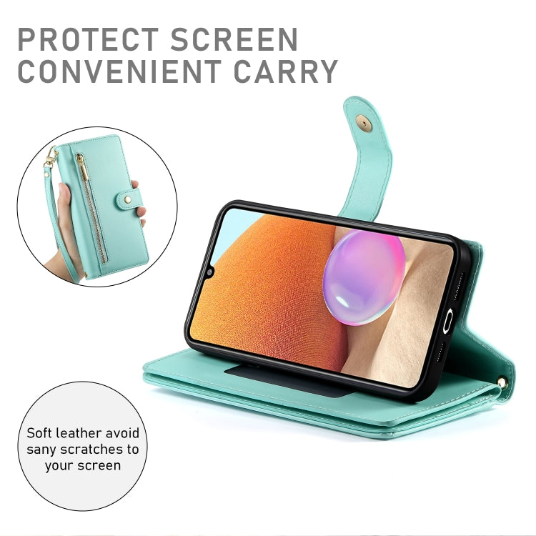 For Samsung Galaxy A32 4G Nine Card-slot Zipper Wallet Bag Leather Phone Case