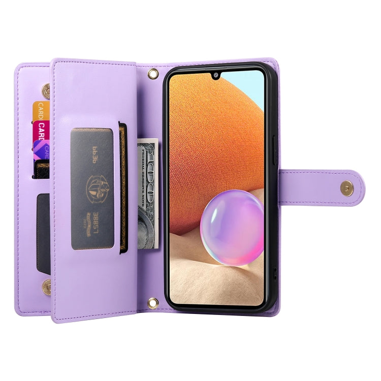 For Samsung Galaxy A32 4G Nine Card-slot Zipper Wallet Bag Leather Phone Case