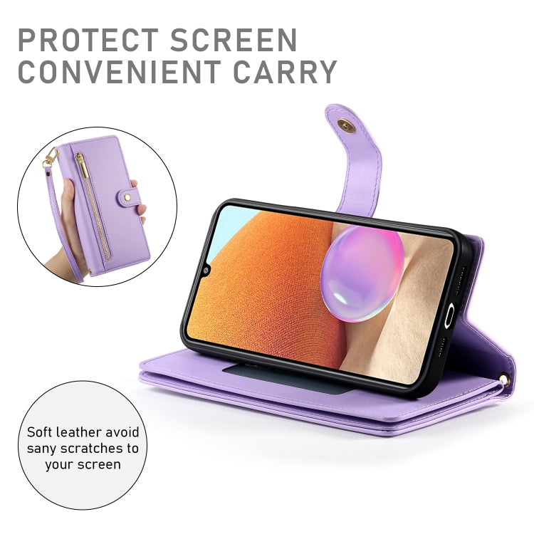 For Samsung Galaxy A32 4G Nine Card-slot Zipper Wallet Bag Leather Phone Case