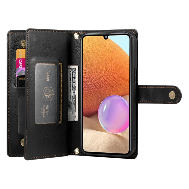 For Samsung Galaxy A32 4G Nine Card-slot Zipper Wallet Bag Leather Phone Case