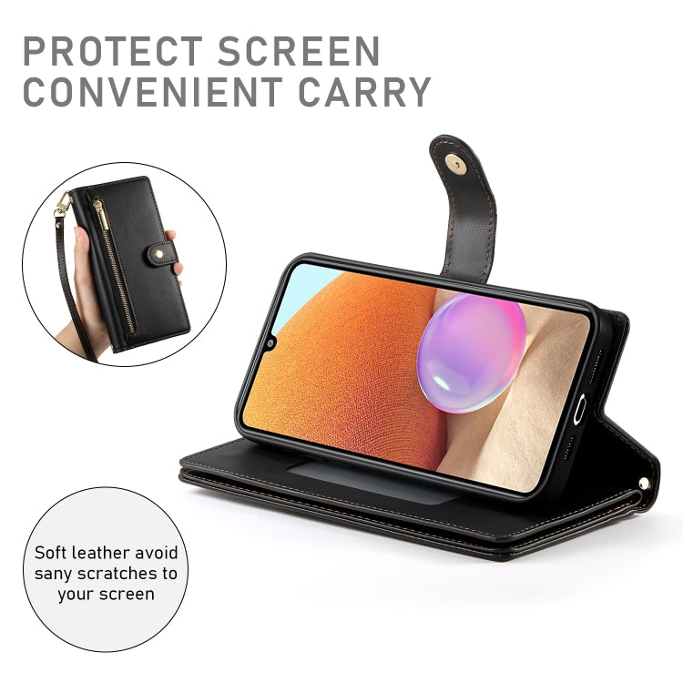 For Samsung Galaxy A32 4G Nine Card-slot Zipper Wallet Bag Leather Phone Case