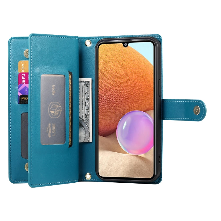 For Samsung Galaxy A32 4G Nine Card-slot Zipper Wallet Bag Leather Phone Case