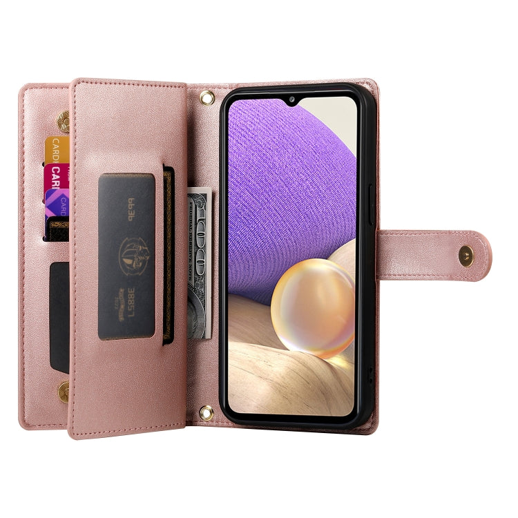 For Samsung Galaxy A32 5G Nine Card-slot Zipper Wallet Bag Leather Phone Case