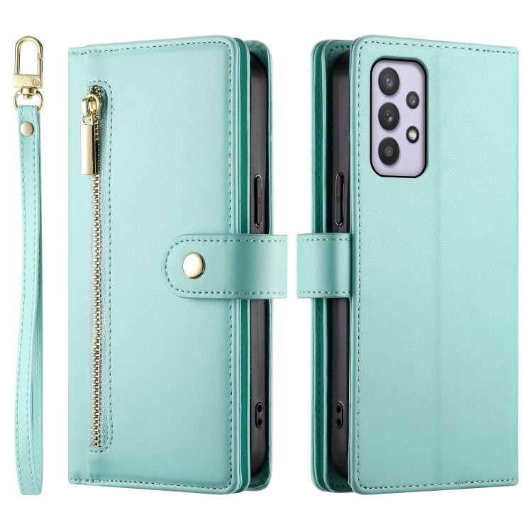 For Samsung Galaxy A32 5G Nine Card-slot Zipper Wallet Bag Leather Phone Case