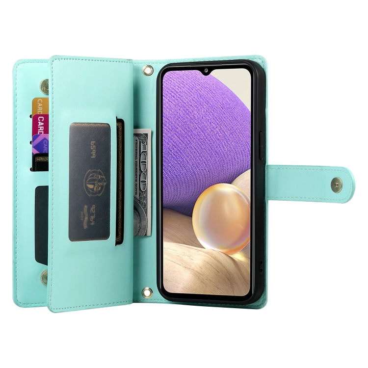 For Samsung Galaxy A32 5G Nine Card-slot Zipper Wallet Bag Leather Phone Case