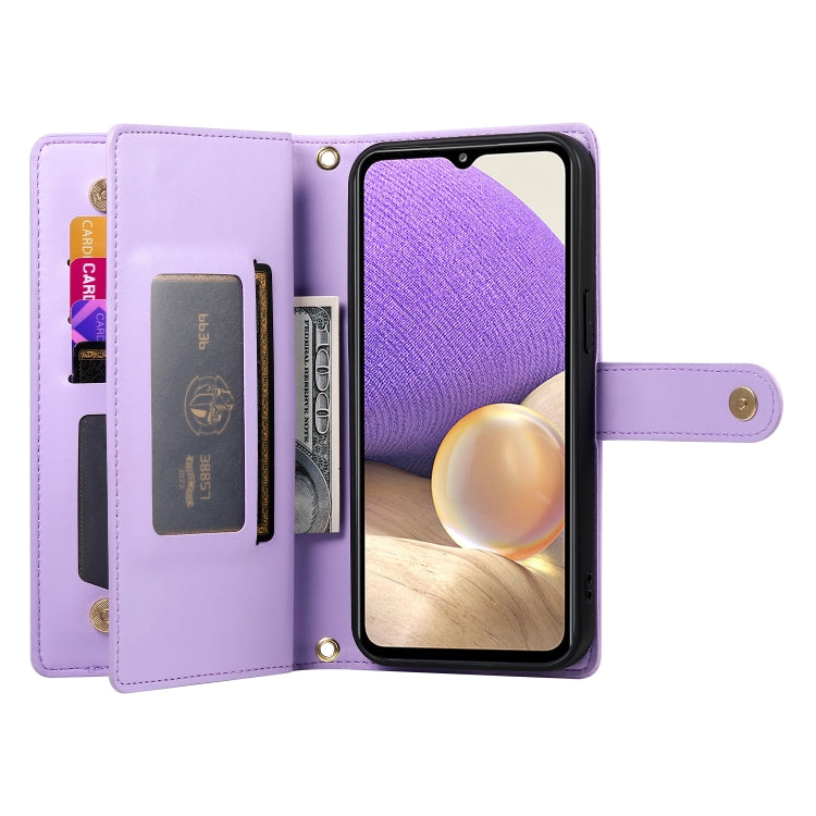 For Samsung Galaxy A32 5G Nine Card-slot Zipper Wallet Bag Leather Phone Case