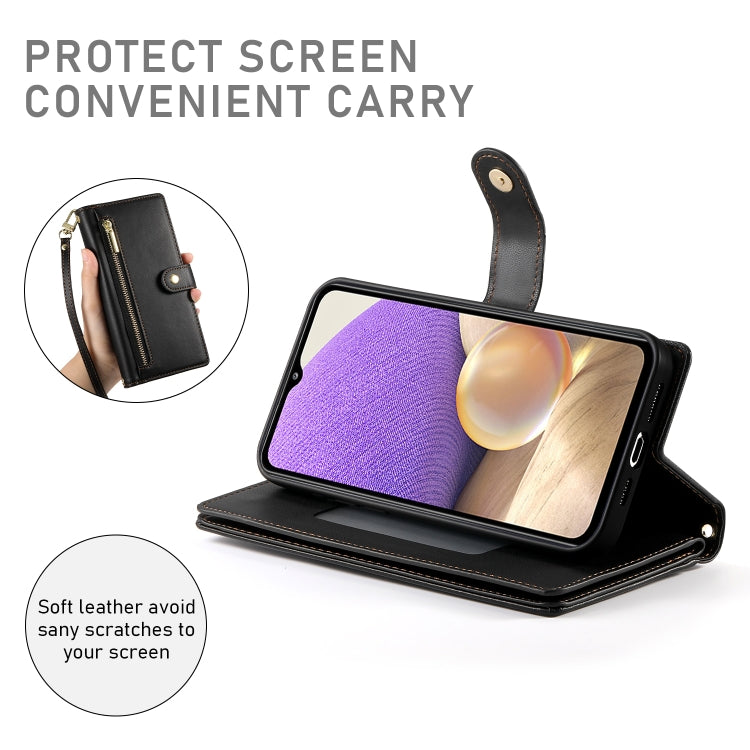 For Samsung Galaxy A32 5G Nine Card-slot Zipper Wallet Bag Leather Phone Case