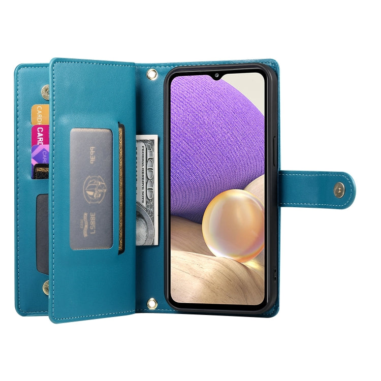 For Samsung Galaxy A32 5G Nine Card-slot Zipper Wallet Bag Leather Phone Case