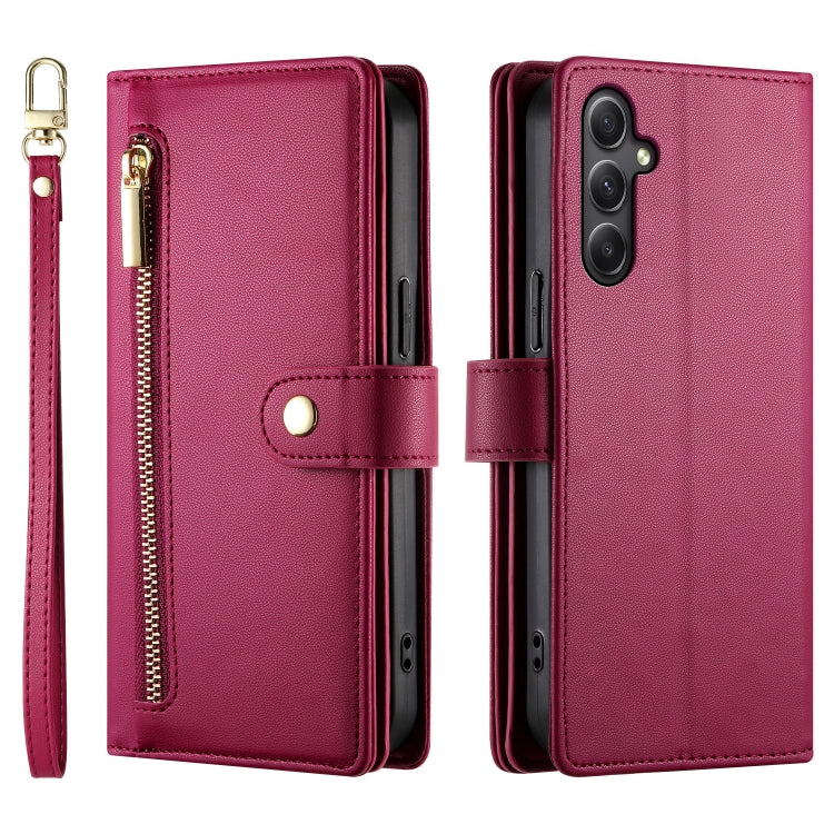 For Samsung Galaxy A34 5G Nine Card-slot Zipper Wallet Bag Leather Phone Case