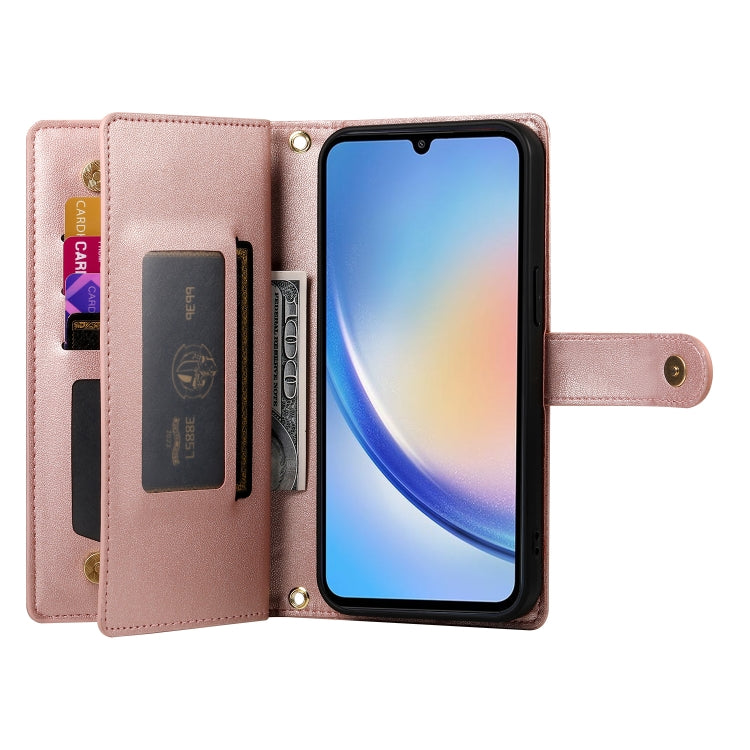 For Samsung Galaxy A34 5G Nine Card-slot Zipper Wallet Bag Leather Phone Case