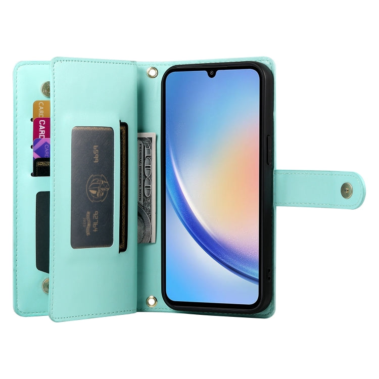 For Samsung Galaxy A34 5G Nine Card-slot Zipper Wallet Bag Leather Phone Case