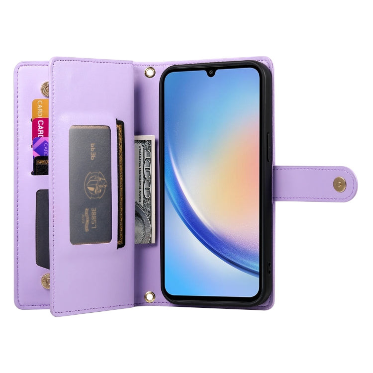 For Samsung Galaxy A34 5G Nine Card-slot Zipper Wallet Bag Leather Phone Case