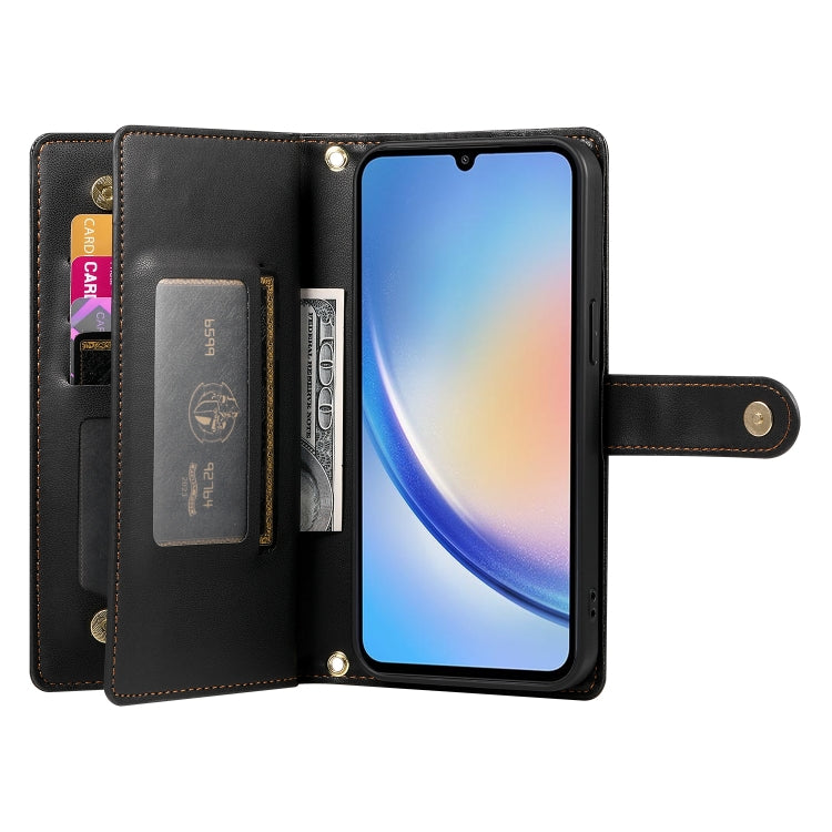 For Samsung Galaxy A34 5G Nine Card-slot Zipper Wallet Bag Leather Phone Case