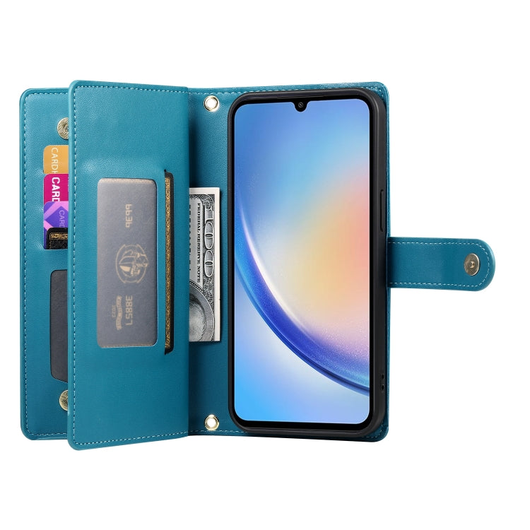 For Samsung Galaxy A34 5G Nine Card-slot Zipper Wallet Bag Leather Phone Case
