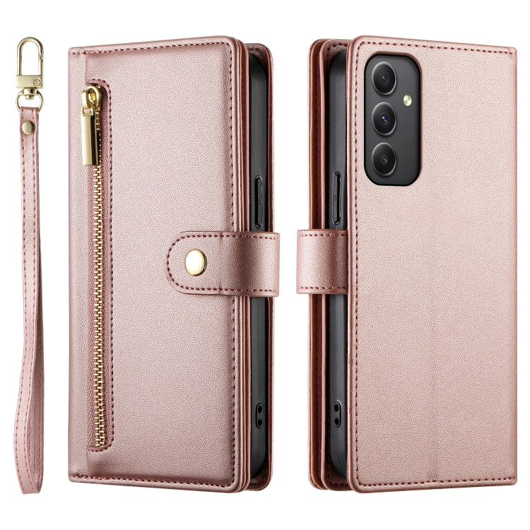 For Samsung Galaxy A35 Nine Card-slot Zipper Wallet Bag Leather Phone Case