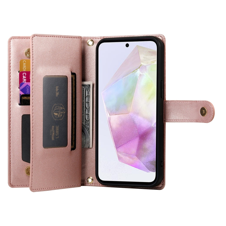 For Samsung Galaxy A35 Nine Card-slot Zipper Wallet Bag Leather Phone Case