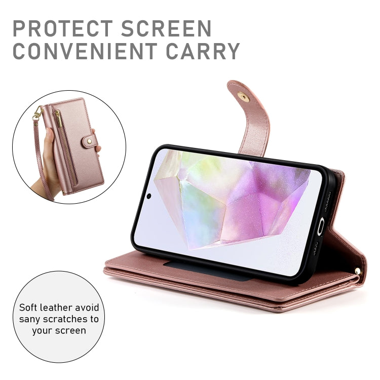 For Samsung Galaxy A35 Nine Card-slot Zipper Wallet Bag Leather Phone Case