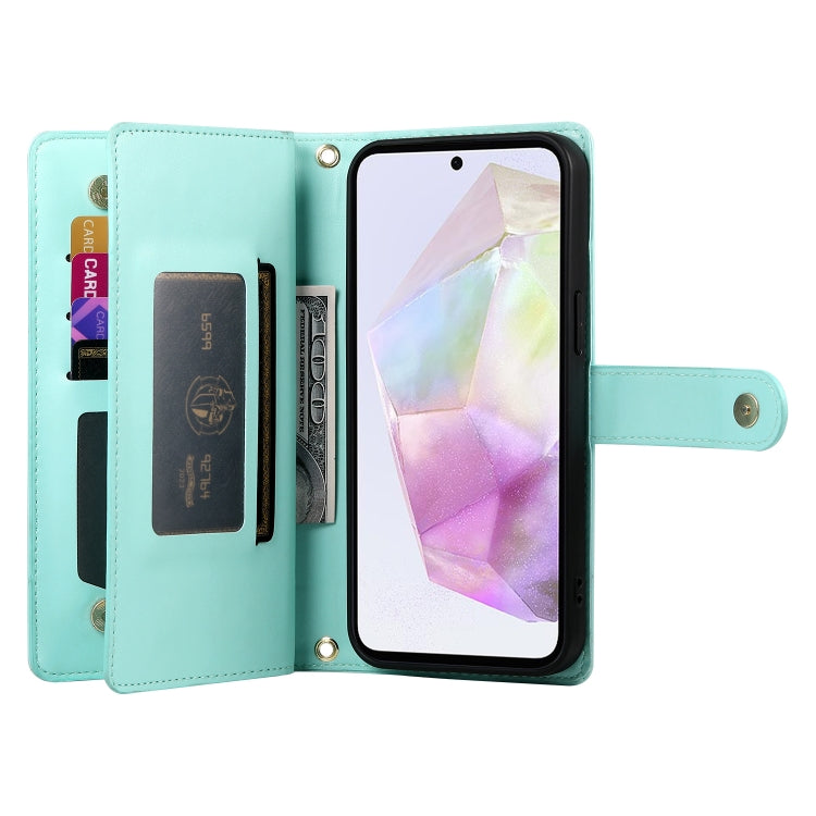 For Samsung Galaxy A35 Nine Card-slot Zipper Wallet Bag Leather Phone Case