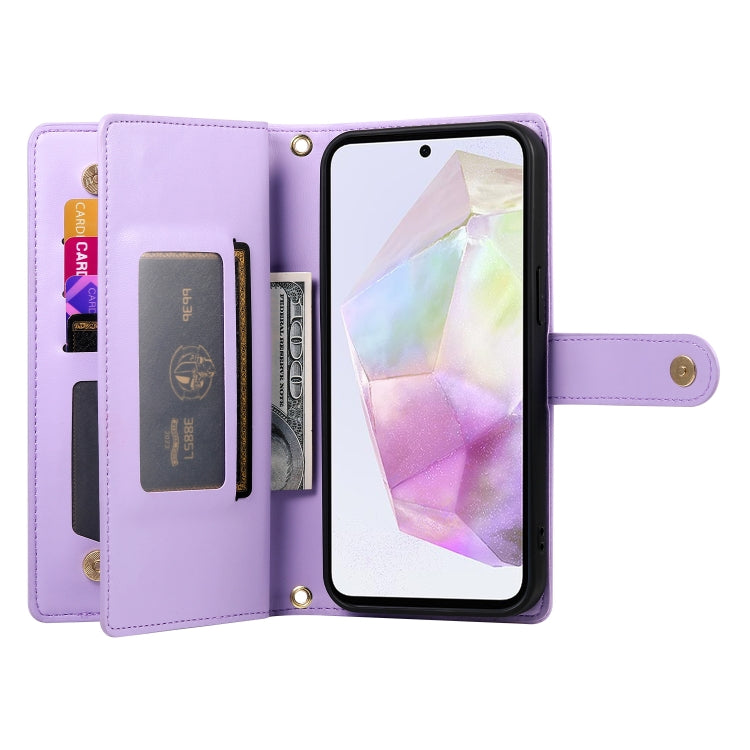 For Samsung Galaxy A35 Nine Card-slot Zipper Wallet Bag Leather Phone Case