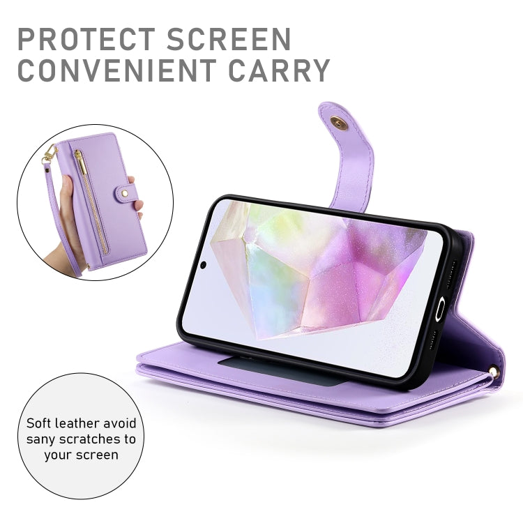 For Samsung Galaxy A35 Nine Card-slot Zipper Wallet Bag Leather Phone Case