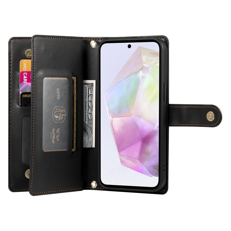 For Samsung Galaxy A35 Nine Card-slot Zipper Wallet Bag Leather Phone Case
