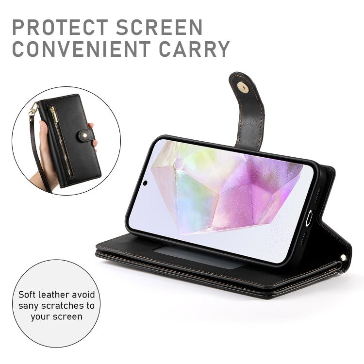 For Samsung Galaxy A35 Nine Card-slot Zipper Wallet Bag Leather Phone Case