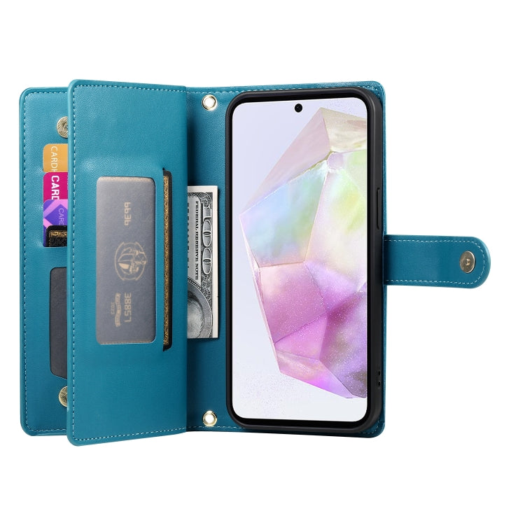 For Samsung Galaxy A35 Nine Card-slot Zipper Wallet Bag Leather Phone Case