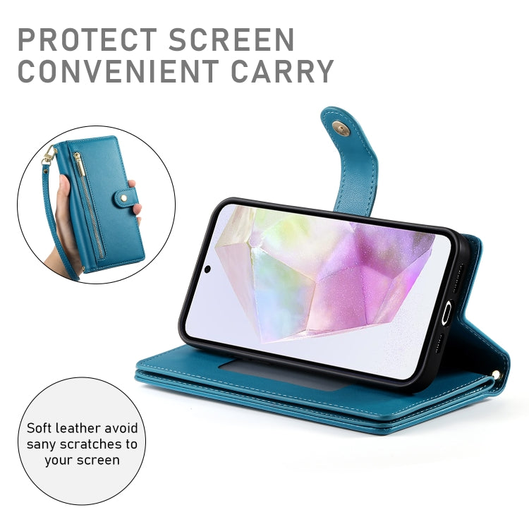 For Samsung Galaxy A35 Nine Card-slot Zipper Wallet Bag Leather Phone Case