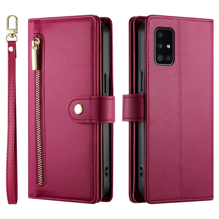 For Samsung Galaxy A51 4G / M40s Nine Card-slot Zipper Wallet Bag Leather Phone Case