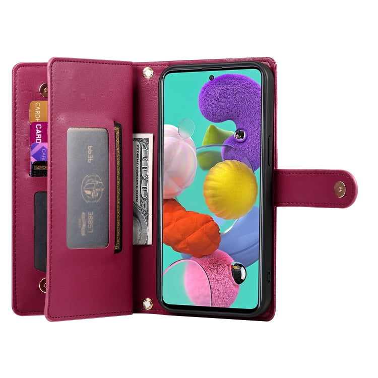 For Samsung Galaxy A51 4G / M40s Nine Card-slot Zipper Wallet Bag Leather Phone Case
