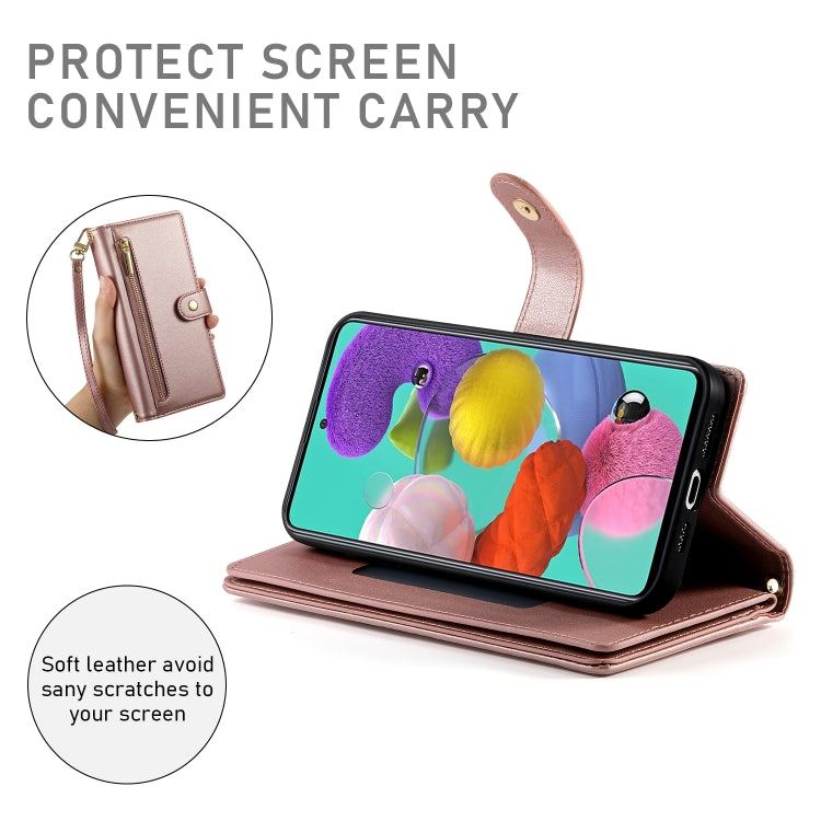 For Samsung Galaxy A51 4G / M40s Nine Card-slot Zipper Wallet Bag Leather Phone Case