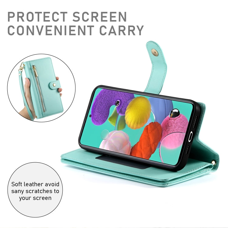 For Samsung Galaxy A51 4G / M40s Nine Card-slot Zipper Wallet Bag Leather Phone Case