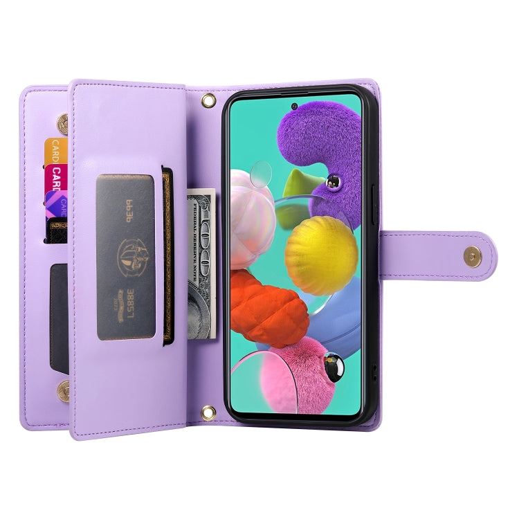 For Samsung Galaxy A51 4G / M40s Nine Card-slot Zipper Wallet Bag Leather Phone Case
