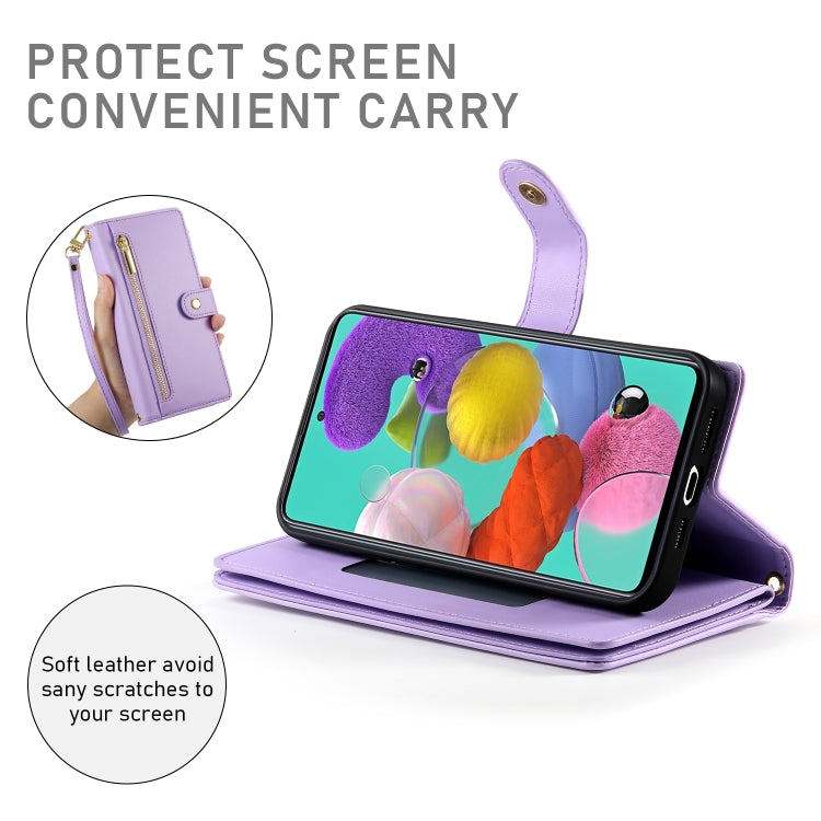 For Samsung Galaxy A51 4G / M40s Nine Card-slot Zipper Wallet Bag Leather Phone Case