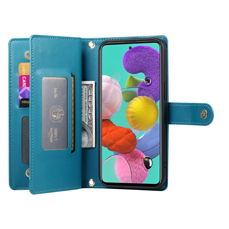 For Samsung Galaxy A51 4G / M40s Nine Card-slot Zipper Wallet Bag Leather Phone Case