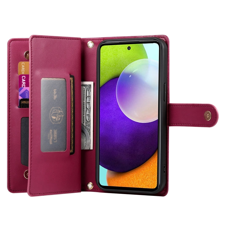 For Samsung Galaxy A52 5G / 4G / A52s Nine Card-slot Zipper Wallet Bag Leather Phone Case