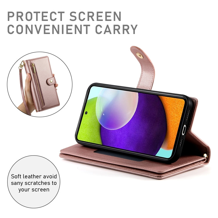 For Samsung Galaxy A52 5G / 4G / A52s Nine Card-slot Zipper Wallet Bag Leather Phone Case