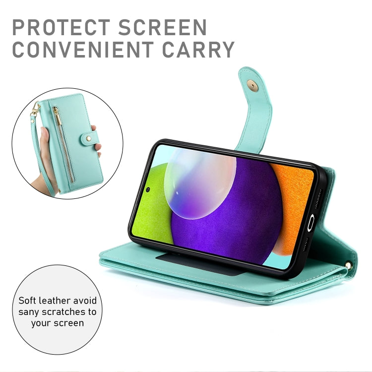 For Samsung Galaxy A52 5G / 4G / A52s Nine Card-slot Zipper Wallet Bag Leather Phone Case