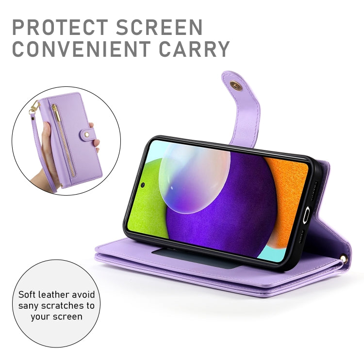 For Samsung Galaxy A52 5G / 4G / A52s Nine Card-slot Zipper Wallet Bag Leather Phone Case