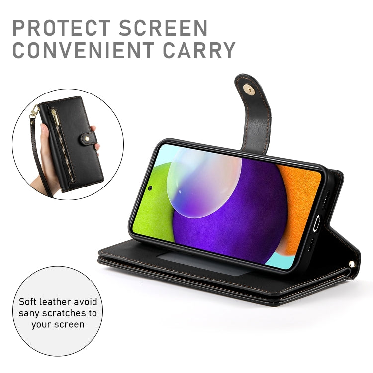 For Samsung Galaxy A52 5G / 4G / A52s Nine Card-slot Zipper Wallet Bag Leather Phone Case