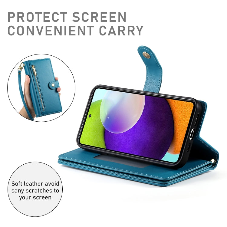 For Samsung Galaxy A52 5G / 4G / A52s Nine Card-slot Zipper Wallet Bag Leather Phone Case